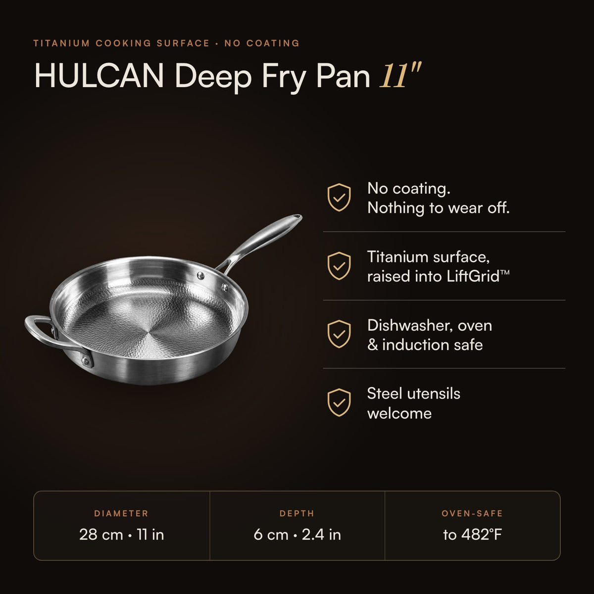 HULCAN® Pure Titanium Deep Fry Pan, 11"