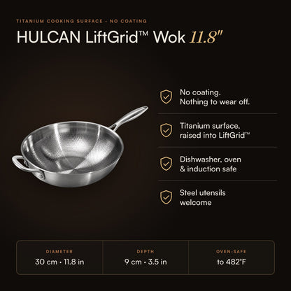 HULCAN® Pure Titanium Wok, 11.8" + Fry Pan, 11"