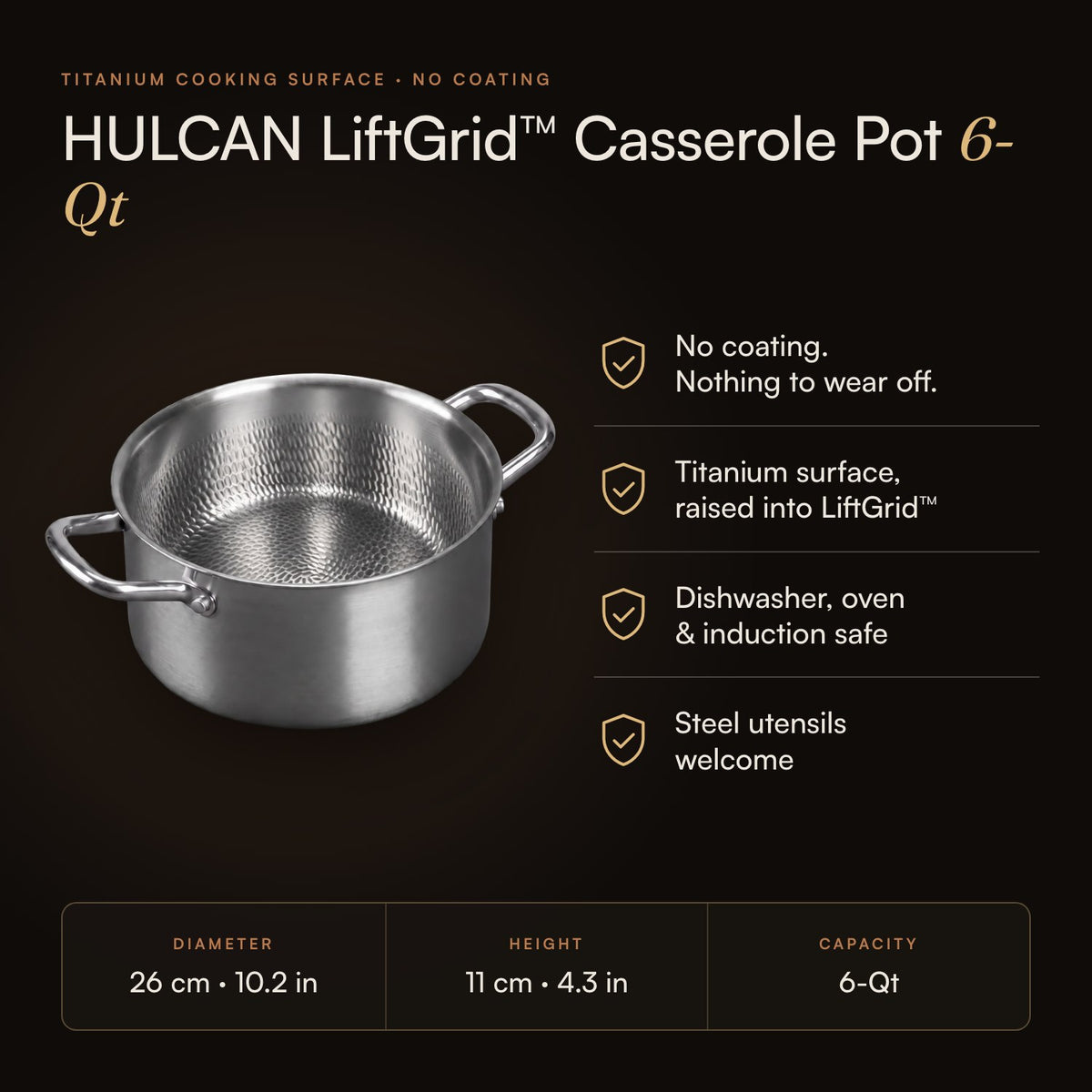 HULCAN® Pure Titanium Liftgrid Saucepan, 8.7