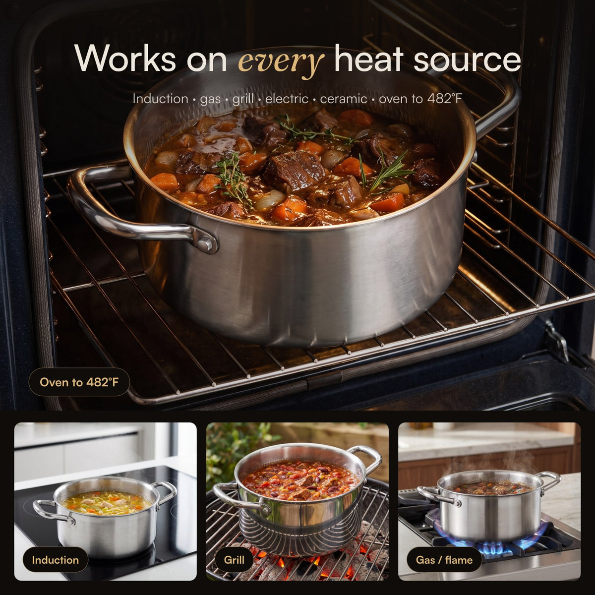 HULCAN® Pure Titanium Liftgrid Casserole Pot, 6-Qt