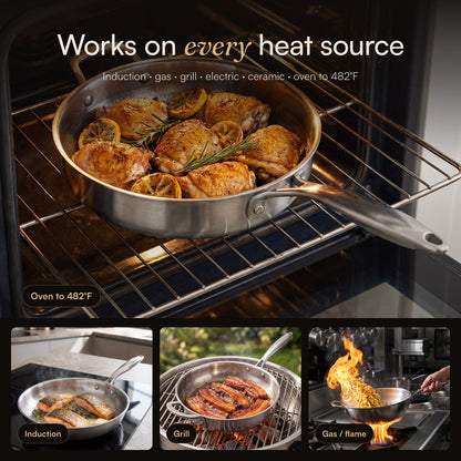 HULCAN® Pure Titanium Deep Fry Pan, 11" + Fry Pan, 11" + Wok, 11.8"