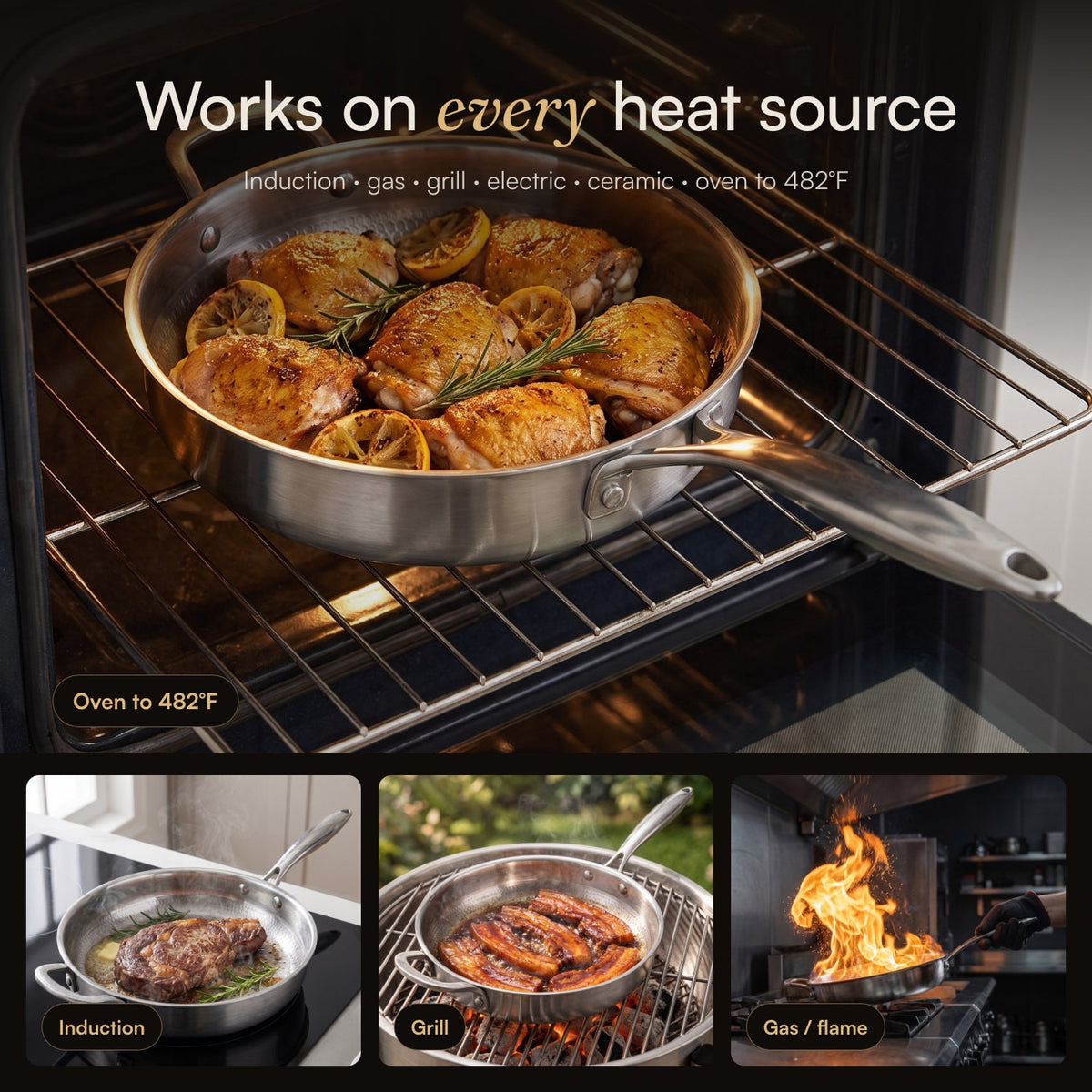 HULCAN® Pure Titanium Deep Fry Pan, 11" + Fry Pan, 11"