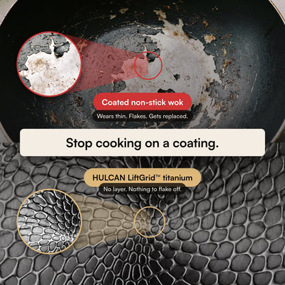 HULCAN® Pure Titanium Liftgrid Wok, 11.8"