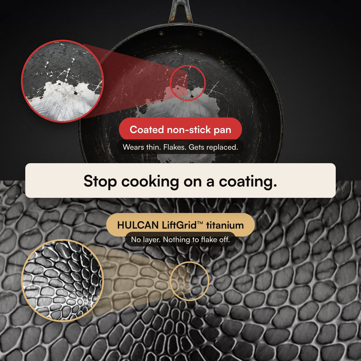 HULCAN® Pure Titanium Deep Fry Pan, 11" + Fry Pan, 11" + Wok, 11.8"