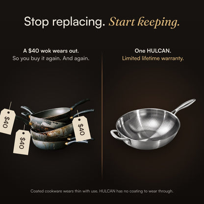 HULCAN® Pure Titanium Liftgrid Wok, 11.8"