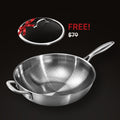 HULCAN® Pure Titanium Liftgrid Wok, 11.8"