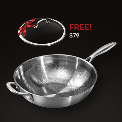 HULCAN® Pure Titanium Liftgrid Wok, 11.8"